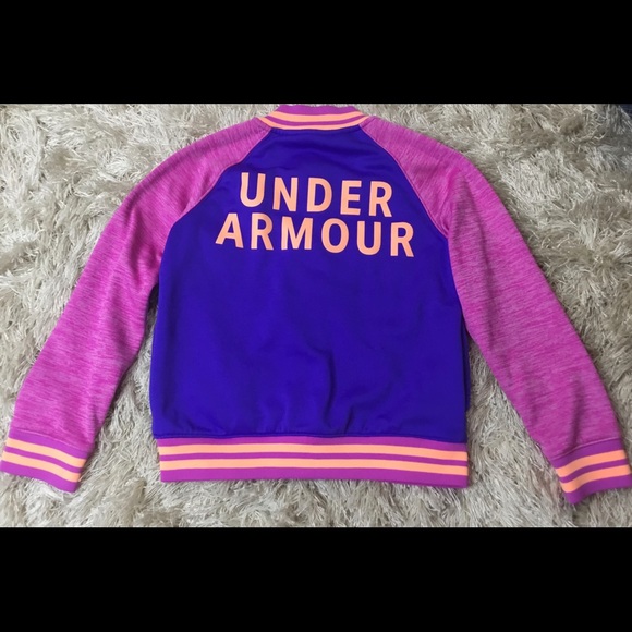 UNDER ARMOUR Girls size Y SMALL GOLD GEAR BOMBER JACKET EUC - Picture 2 of 4